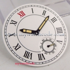 38.9mm white dial Roman numeral mark fit ETA 6498 ST3620 mens watch (Dial+hands)
