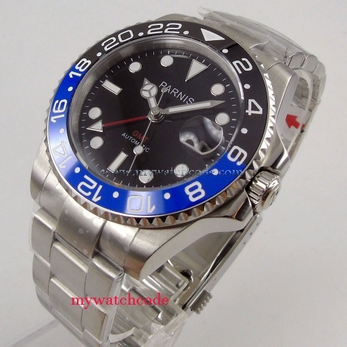 40mm parnis black dial luminous ceramic bezel Sapphire Glass Automatic men watch