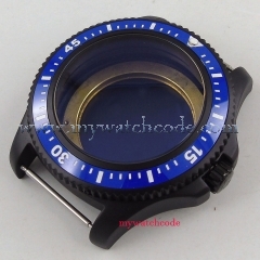 44mm blue ceramic bezel PVD Watch Case fit 2824 2836 8215 8205 DG2813 MOVEMENT