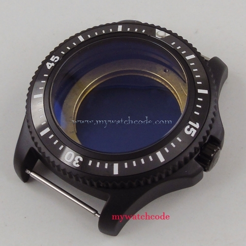 44mm black ceramic bezel PVD Watch Case fit 2824 2836 8215 8205 DG2813 MOVEMENT