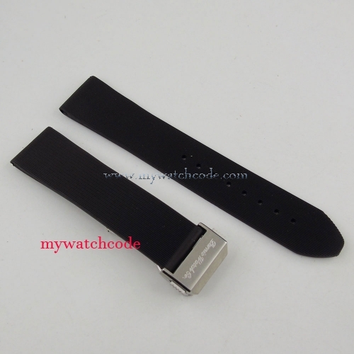 22mm black rubber strap deployant style clasp Watch Strap （ONLY THE STRAP+CLASP)