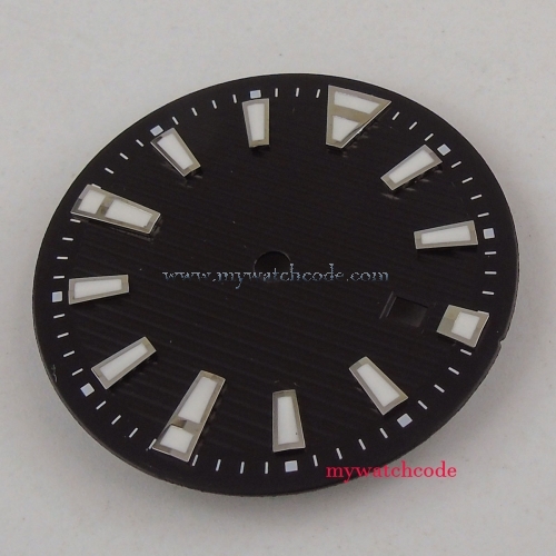 BLIGER 34MM Black Sterile Dial White Marks Date Window Watch Dial Fit For ETA 2824 2836 MIYOTA 82 Series Automatic Movement D116