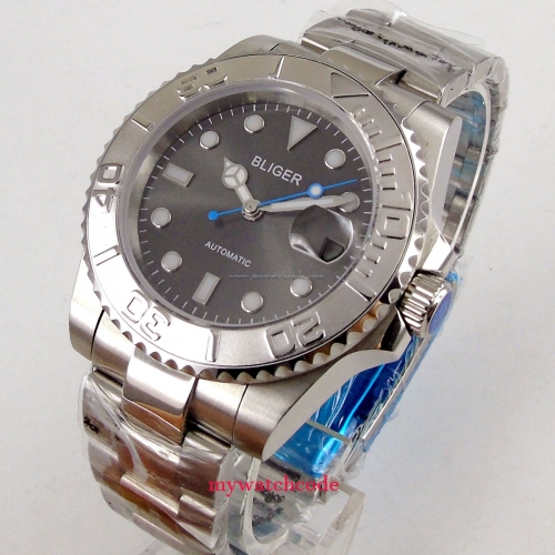 Sapphire glass BLIGER 40mm grey dial ceramic bezel men's watch luminous marks MIYOTA automatic movement men's wrist watch B116