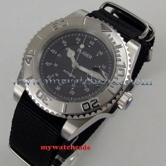 Luxury BLIGER 40mm Black Dial Silver Ceramic Bezel Luminous Date Magnifier Sapphire Miyota Automatic Movement Men's Watch B136