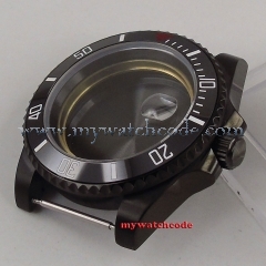 Sapphire Crystal 40mm Black Ceramic Black PVD Coated Watch Case Fit For ETA 2824 2836 Automatic Movement C23