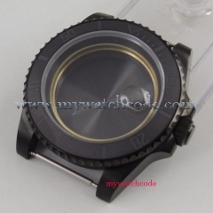 BLIGER 40mm black brushed ceramic bezel Sapphire Glass stainless steel black PVD Watch Case fit for ETA 2824 2836 Movement C15