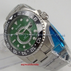 NEW Bliger 43mm Green dial deployment clasp Men's Mingzhu Movement luminous hands date adjust GMT sapphire glass Automatic Watch