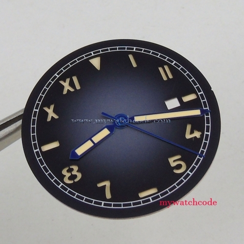 Classic 36.1mm Blue Sterile Date Window California Watch Dial Fit For MIYOTA 8215 821A Mingzhu 2813 Movement Dial+Hands D128