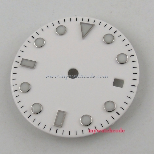 BLIGER White Sterile 31.5MM Dial White Marks Date Window Luminous Marks Watch Dial Fit for MIYOTA 8205 8215 821A Movement D118