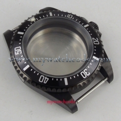 Classic 42mm Black PVD coated case black aluminum alloy bezel Watch Case Fit For ETA 2824 2836 Miyota 8215 8205 Movement C18