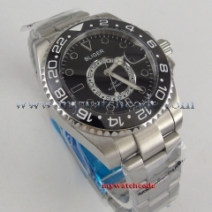 NEW Bliger 43mm Black dial deployment clasp Men's Mingzhu Movement luminous hands date adjust GMT sapphire glass Automatic Watch