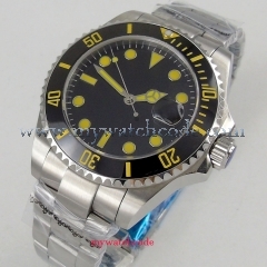 40mm BLIGER Black dial Sapphire Crystal ceramic bezel Date Luxury Brand Automatic movement men's Watch b1055