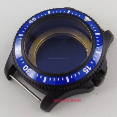 New 44mm PARNIS Blue Rotating Bezel PVD steel Watch Case hardened mineral glass fit 2824 2836 8215 8205 DG 2813 movement Watch