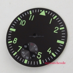 Parnis 38.9mm black sterial dial fit ETA 6498 hand winding movement Watch dial Luminous green marks D108