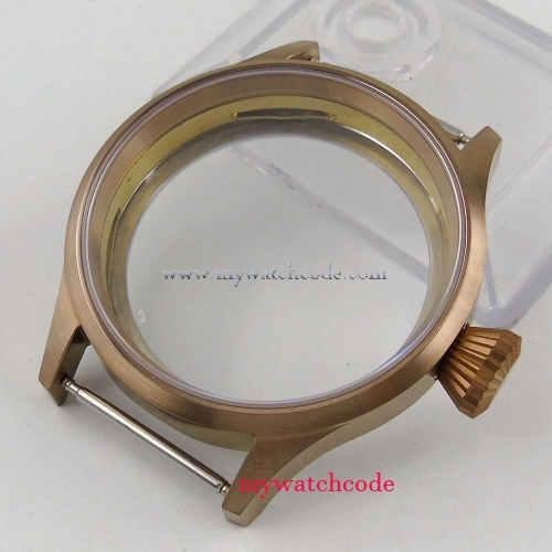 43mm Parnis Bronze plated Case Sapphire Glass fit eat 6498 6497 movement replacement parts