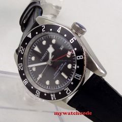 Solid 41mm Corgeut GMT men's watch luminous snow hands black Bezel sapphire glass Automatic wrist watch dive watch cor116