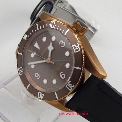 41mm CORGEUT men's watch coffee dial sapphire glass copper case MIYOTA Automatic movement dive watch co98