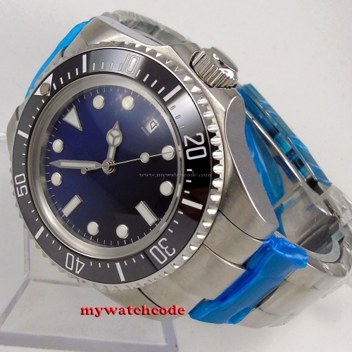 Parnis watch 44mm Sterile blue dial luminous Ceramic Bezel SEA Homage Automatic movement Men's watch 65