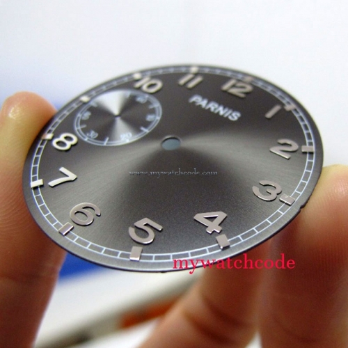 Parnis 38.9mm black dial silver marks Arabic numerals Fit for mechanical ETA 6497 hand winding Movement watch dial D113