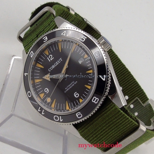 41mm corgeut men's watch Super luminous ceramic bezel nylon strap 5ATM MIYOTA Automatic wrist watch men Cor2