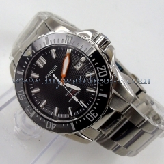 43mm Parnis black dial  Sapphire glass Ceramic Bezel WATER RESISTANT 200m automatic stainless steel