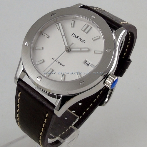 Luxury 42mm Parnis men's watch wite dial luminous sapphire glass 24 jewels Japan NH35A Automatic movement wrist watch men 1214