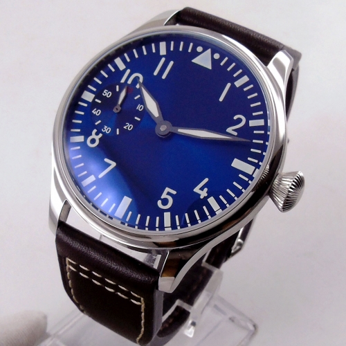 big sale of 44mm classic parnis Royal blue dial luminous 6497 movement hand winding mens watch 1