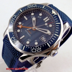 41mm blue dial rubber canvas ceramic Bezel luminous sapphire glass GMT  B238/239Automatic movement men's watch