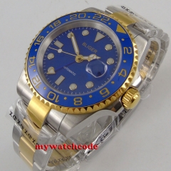 New arrival Luxury 40mm BLIGER  blue dial luminous sapphire glass date blue ceramic bezel Automatic 145 Men's watch