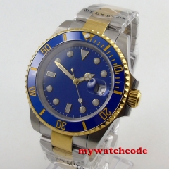 New arrival Luxury 40mm BLIGER blue dial luminous sapphire glass ceramic bezel BL122 Automatic men's watch
