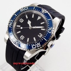 40mm BLIGER black dial super luminous blue ceramic bezel 21 jewels rubber strap Automatic movement men's watch