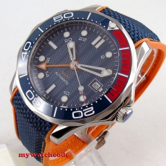 41mm blue dial rubber strap ceramic Bezel luminous sapphire glass GMT  b238/239 Automatic movement men's watch