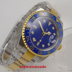 New arrival Luxury 40mm BLIGER sterile blue dial luminous sapphire glass date ceramic bezel 145 Automatic men's watch