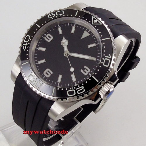 40mm BLIGER black dial super luminous ceramic bezel 21 jewels rubber strap 208 Automatic movement