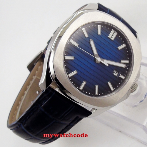 39mm Blue Sterile Dial Sapphire Glass Date Luminous Maker Automatic Movement Mens Watch