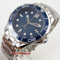41mm sterile blue dial sapphire glass date steel strap Mechanical automatic mens watch