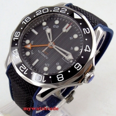 41mm Bliger black Dial Ceramic Bezel Date GMT Sapphire glass Luminous marks Automatic Movement men's Watch