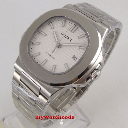 40mm white dial date luminous Square sapphire glass  Automatic men's Watch