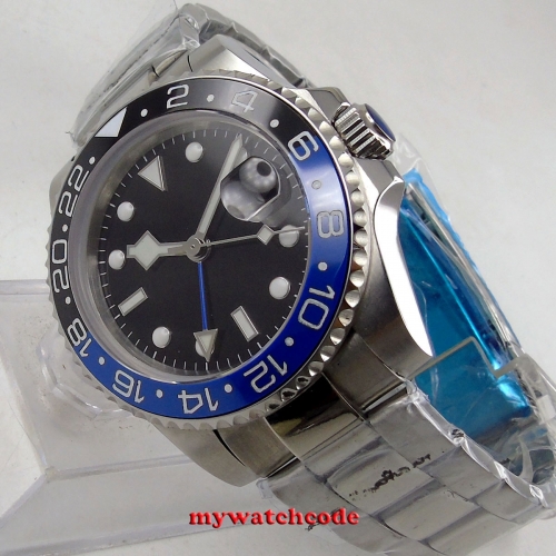 40mm bliger  Black Dial sapphire glass  black &blue ceramic bezel  Automatic men's watch
