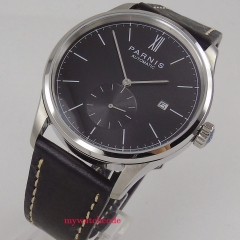 42mm PARNIS black Dial leather strap Automatic Movement men's Watch