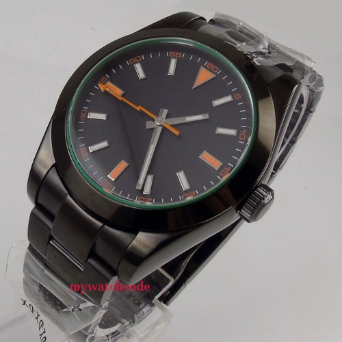 40mm parnis Black Dial PVD coated automatic movement men's Watch
