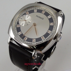 44mm parnis silver Dial 17 jewels hand winding movement men's Watch