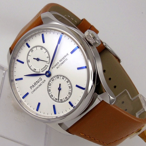 43mm parnis white dial Luxury power reserve automatic movement mens watch 767