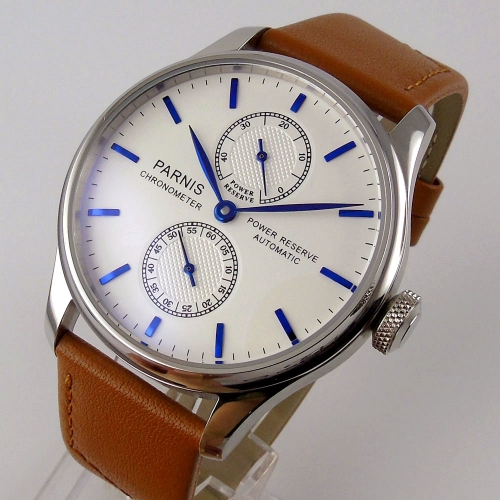 43mm parnis white dial Luxury power reserve automatic movement