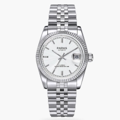 36mm parnis datejust silver dial sapphire glass 21 jewels miyota 821A automatic luminous mens watch P788