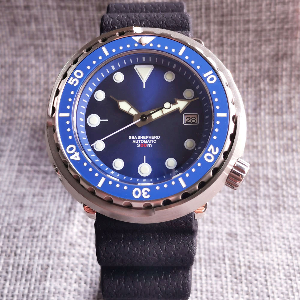 Super luminous 30ATM Tandorio diving men's Watch black blue green dial ...
