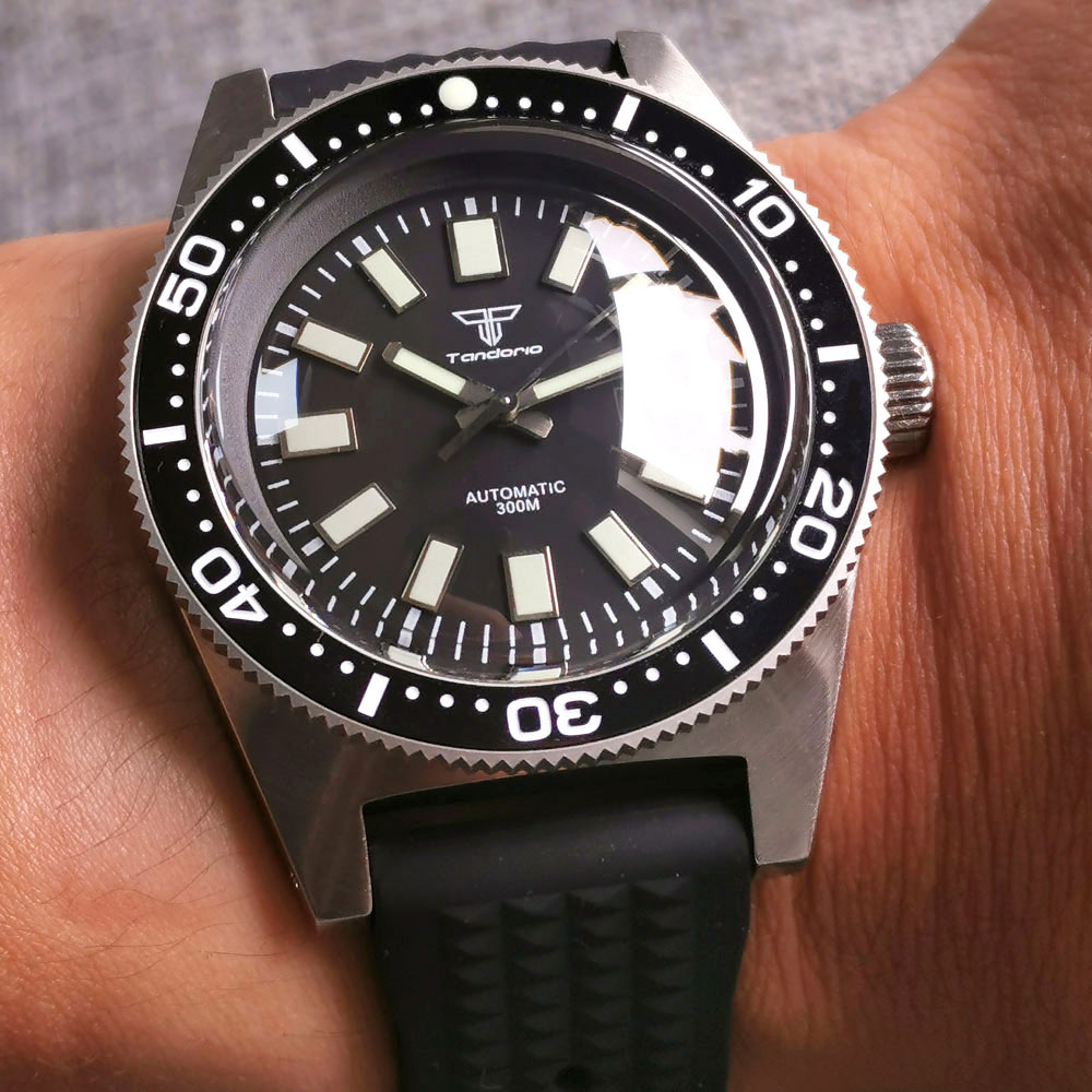 30ATM Tandorio black blue grey dial diving men's watch NH35A Automatic ...