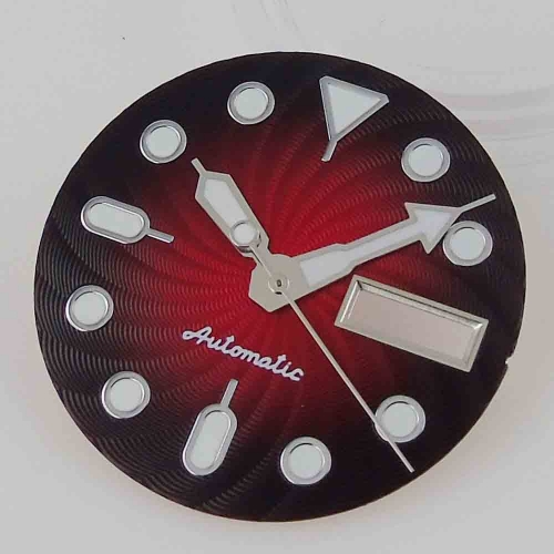 Green Lumious Gradient Red Textured Watch Dial Face 29mm For Fit NH36 NH36A Automatic Movement Men Diving Mod Watch Parts