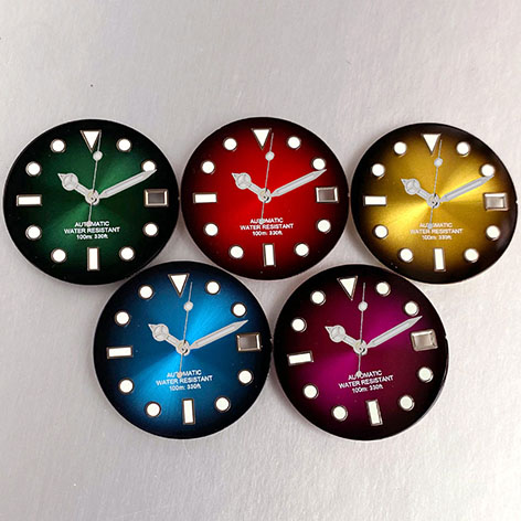 29mm Purple/Red/Blue/Green Luminous Sunburst Dial Face Fit NH35 NH35A Automatic Movement Watchmaker Tools For Seiko Mod Parts