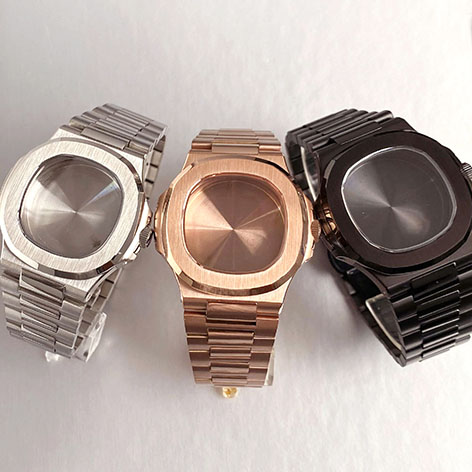 40mm Rose Gold/Black PVD  Watch Case Bracelet Fit NH35 NH36 Automatic Movement Watch Parts For Nautilus Style Stainless Steel Bracelet